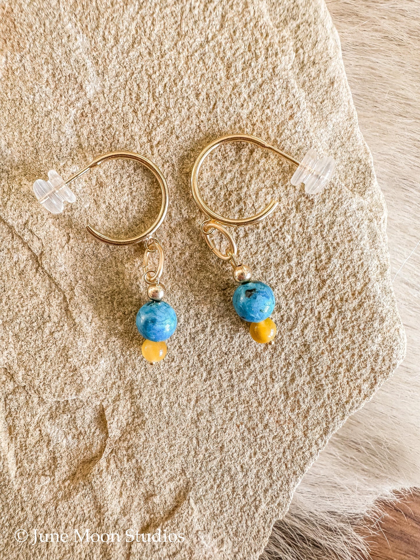 The Halyn Blue Eliat Stone & Golden Tiger Eye Earrings