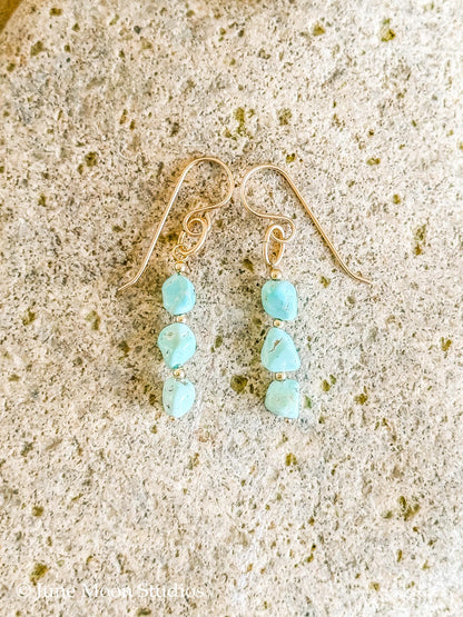 The Tazanna Lone Mountain Turquoise Earrings