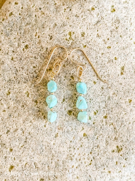 The Tazanna Lone Mountain Turquoise Earrings