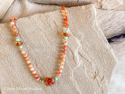 The Dyani Carnelian & Amber Necklace