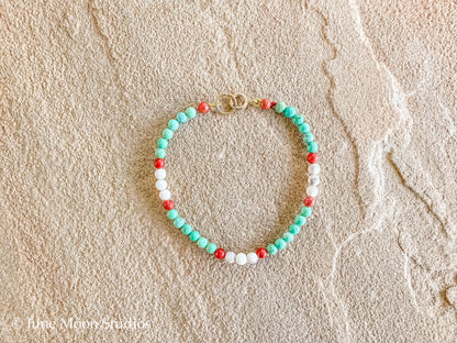 The Enola Kingman Turquoise, Apple Coral, & Howlite Bracelet Set