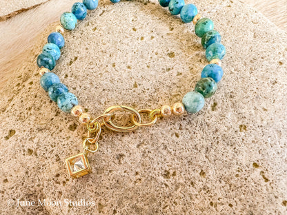 The Nakota Blue Eliat Stone Bracelet with Zircon Cube Charm