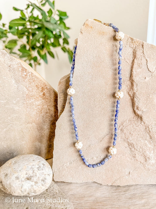 The Tehya Sodalite and Ox Bone Mandala Necklace