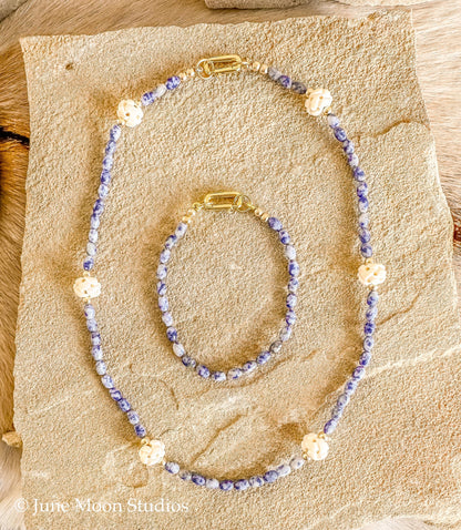 The Tehya Sodalite and Ox Bone Mandala Necklace