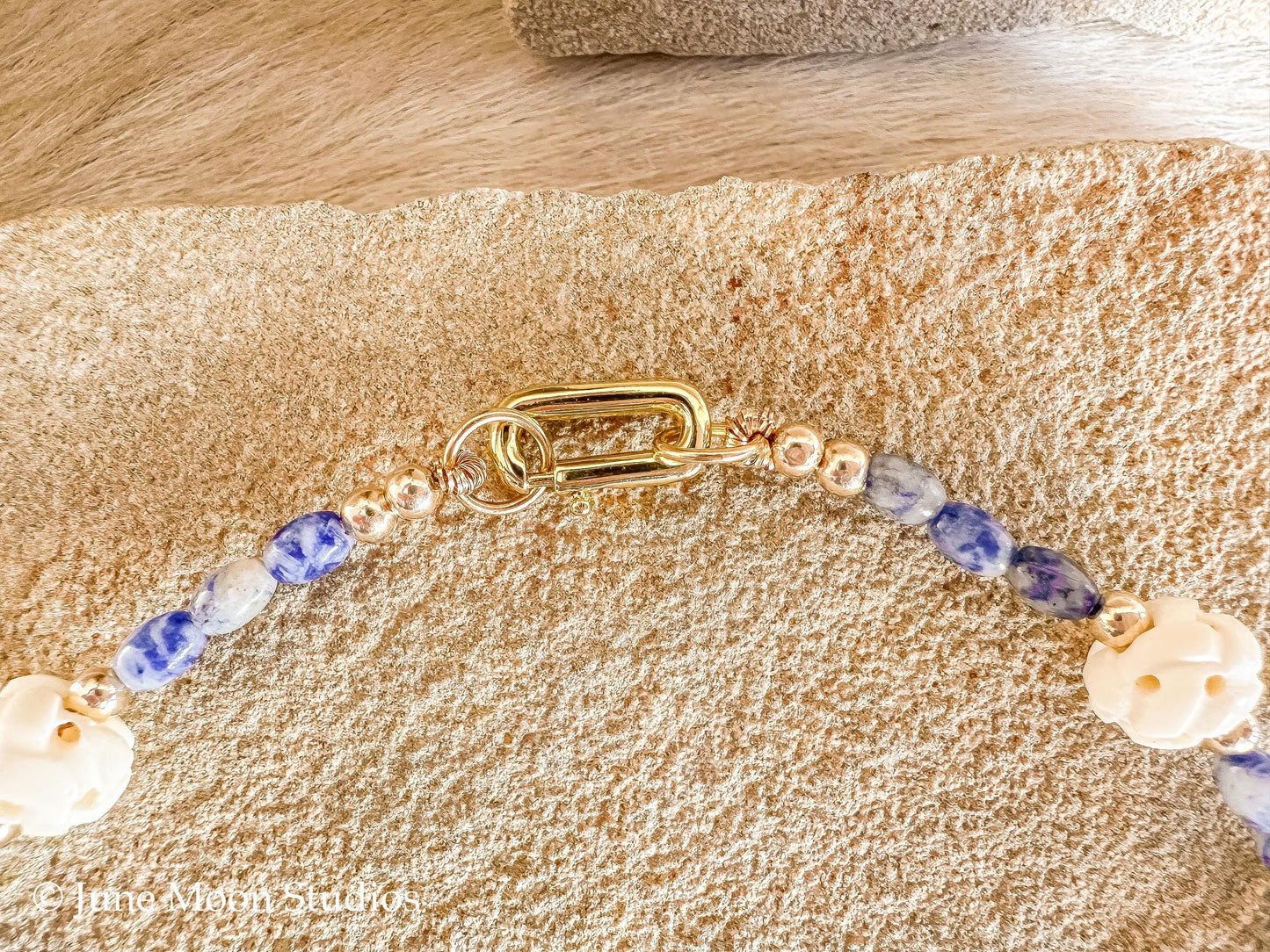 The Tehya Sodalite and Ox Bone Mandala Necklace