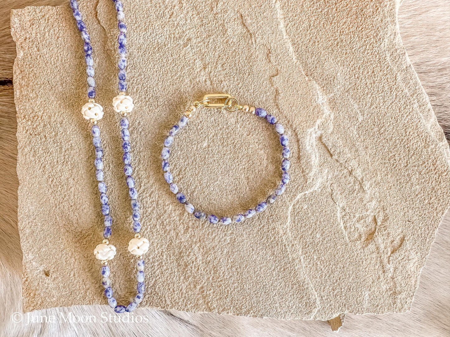 The Tehya Sodalite and Ox Bone Mandala Necklace