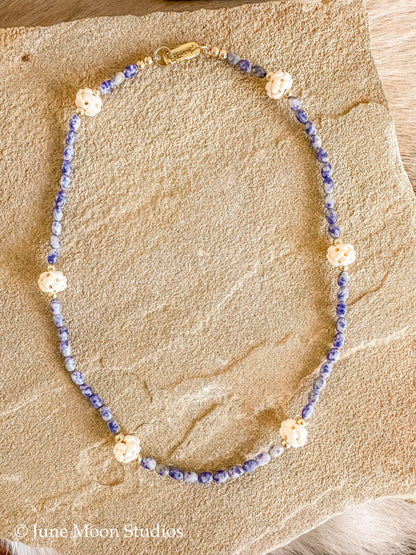 The Tehya Sodalite and Ox Bone Mandala Necklace