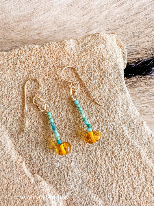 The Taos Baltic Amber and Turquoise Earrings