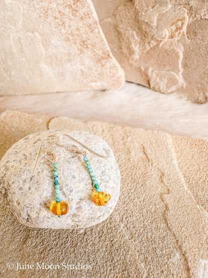 The Taos Baltic Amber and Turquoise Earrings