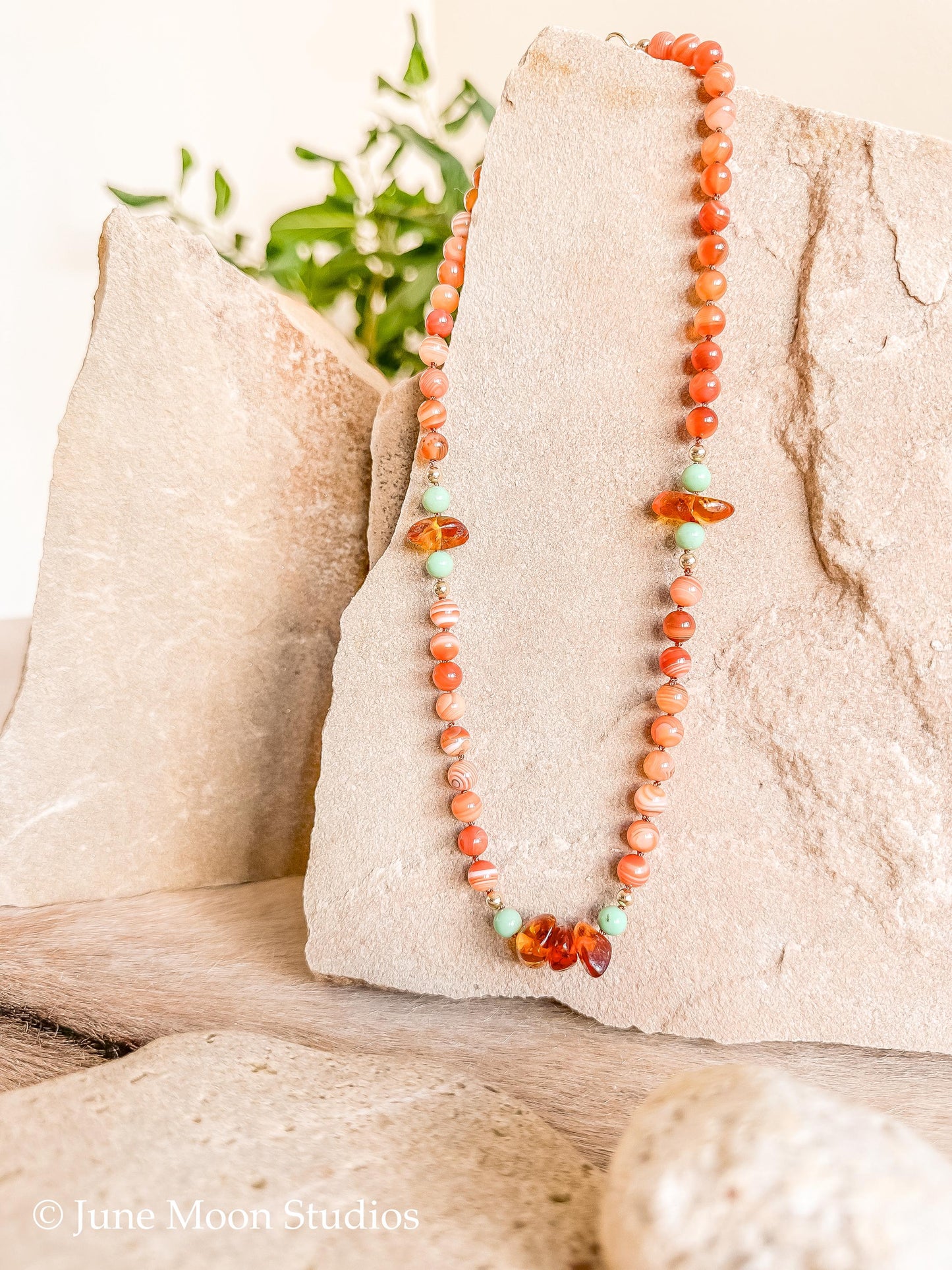 The Dyani Carnelian & Amber Necklace