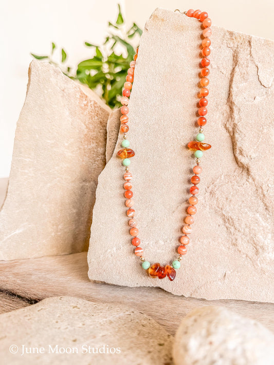 The Dyani Carnelian & Amber Necklace